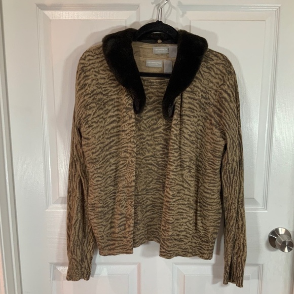 Liz Claiborne 2 Piece Faux Fur Animal Print Shirt Cardigan Size Large - Picture 9 of 9